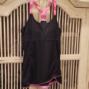 Mondetta  Black and Pink Workout Yoga Running Build in Bra Tank